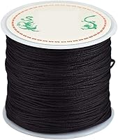 Vista 1 de Cordón de nailon de 0.031 in, hilo de nudo chino macramé pulsera de cola de rata trenzada (negro)