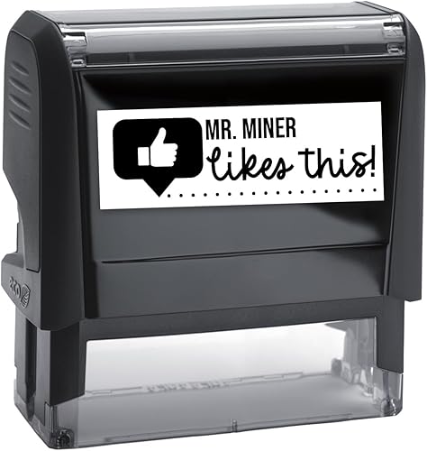 Likes This Emoji - Sello personalizado para profesores 2000 Plus sello de trabajo para estudiantes autoentintado 225 x 8175 pulgadas impresión negra