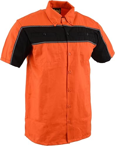 Miniatura 5 de Camisa de mecánico de motocicleta de manga corta reflectante en dos tonos negronaranja y negrogris para hombre