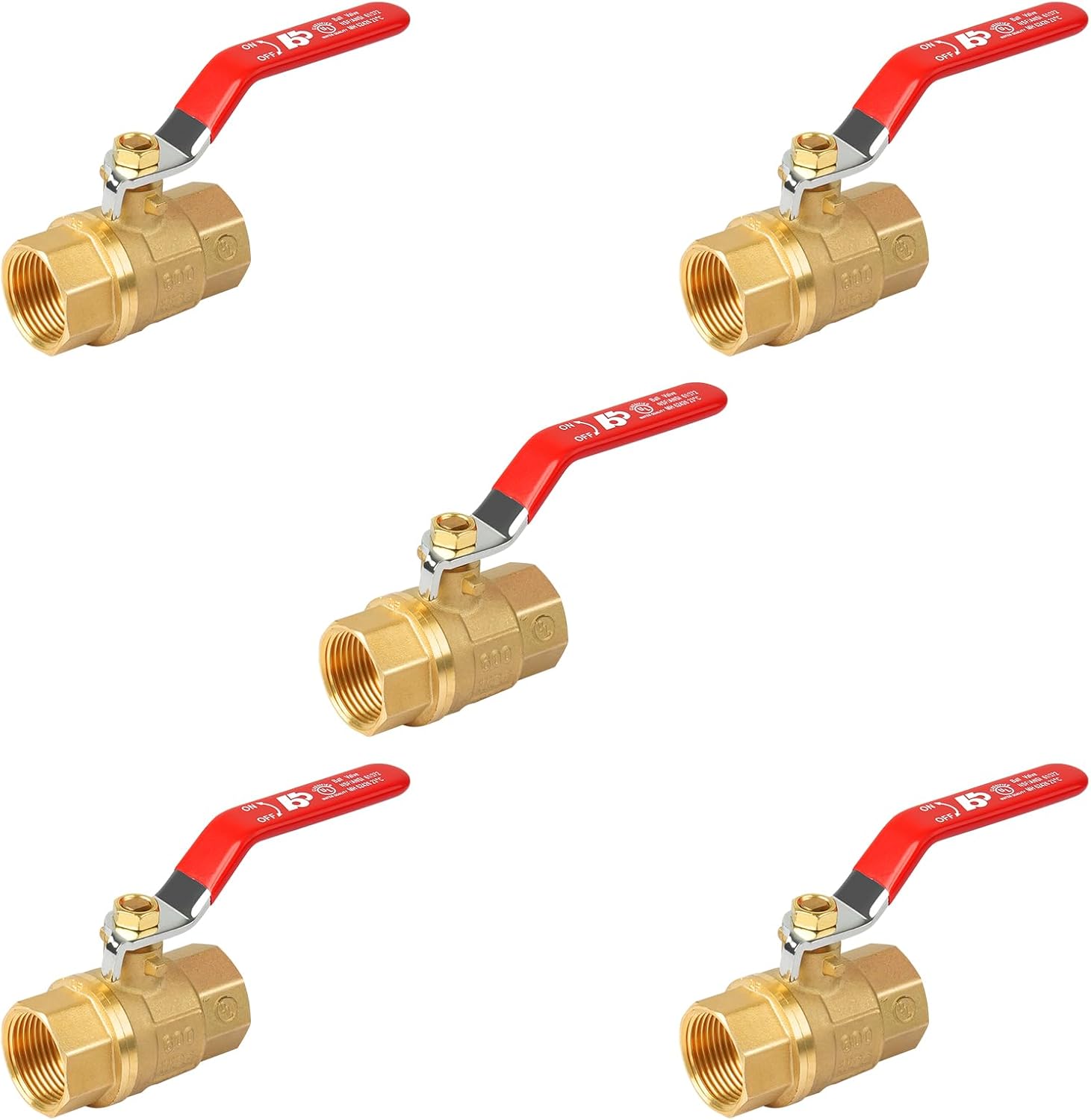 2 Pack Full Port 1 Inch, Brass Ball Valve, Lead-Free Brass, Female Threaded NPT Connector, Max Pressure 150 PSI WSP / 600 WOG
