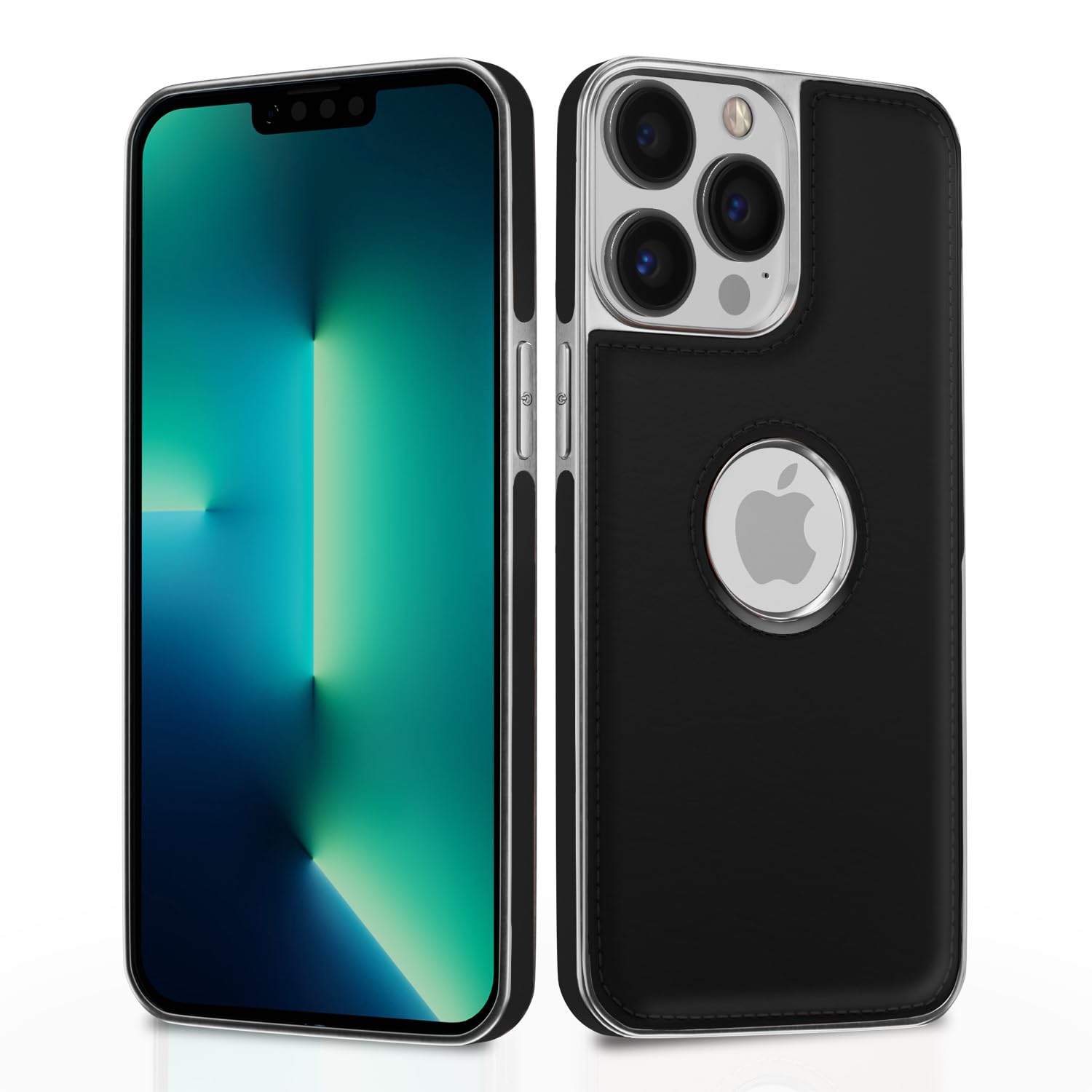 Pikkme Chrome Leather Back Cover | Flexible Pu Leather | Full Camera Protection | Silver Electroplated Chrome | Bumper Case for iPhone 13 Pro Max (Chrome Black) (B0C6XF2KQR) Amazon Price History, Amazon Price Tracker