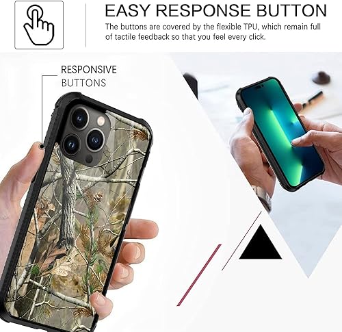 Miniatura 5 de Funda compatible con iPhone 14 Pro Max, diseño de camuflaje verde hoja para hombres y niños, patrón de moda, parte trasera de policarbonato duro y