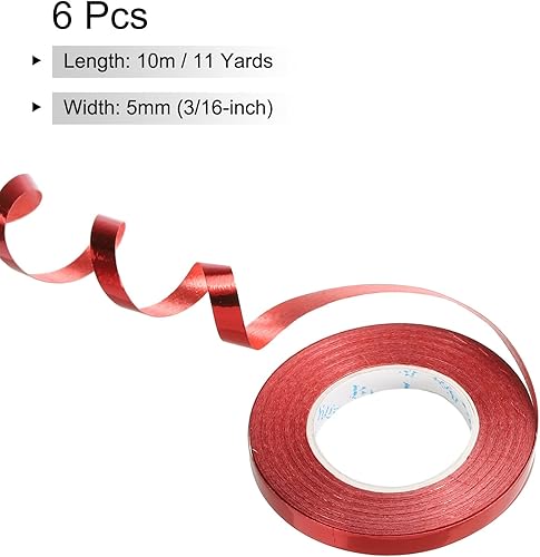 Miniatura 7 de PATIKIL Cinta rizadora de globos engarzada metálica brillante de 316 pulgadas, 11 yardas, 6 rollos iridiscentes para decoración de fiestas, regalos,