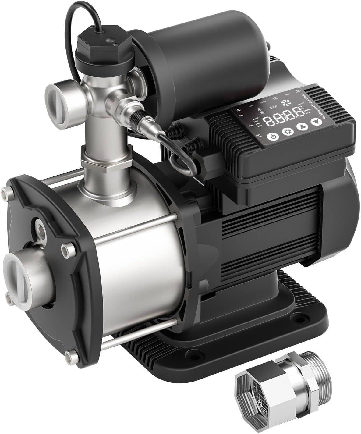 Whole House Water Pressure Booster Pump 86PSI, Automatic Variable Speed & Power, Constant Pressure for Home, Shower, Irrigation, 115V, 1" NPT, Stainless Steel Impeller & Volute