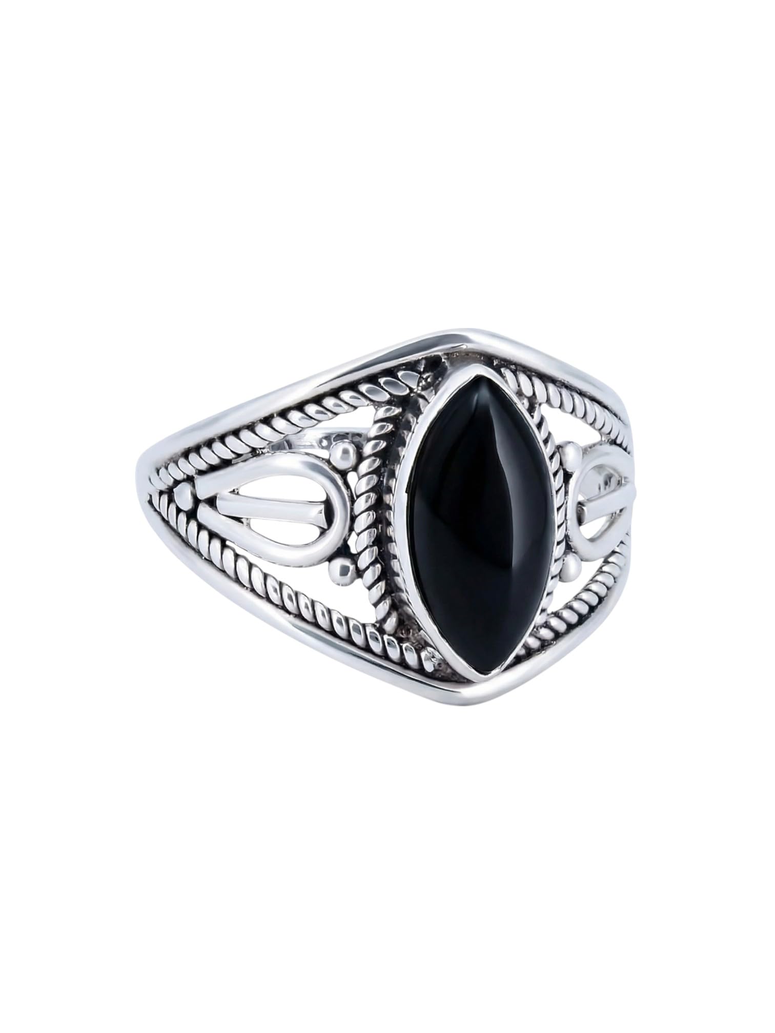 mantraroma Silberring Damen 925 Sterling Silber – ellipsenförmiger Edelstein Ring, Vintage Statement Ring Schmuck, elegantes Geschenk für Frauen
