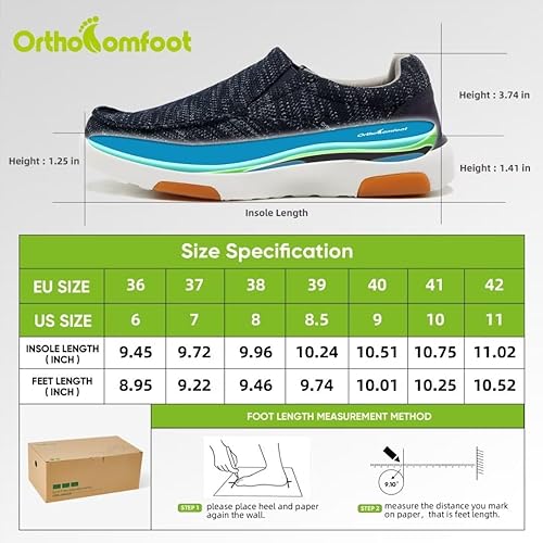Miniatura 6 de OrthoComfoot Zapatos ortopédicos cómodos para caminar, zapatos casuales con soporte de arco para fascitis plantar, mocasines ortopédicos