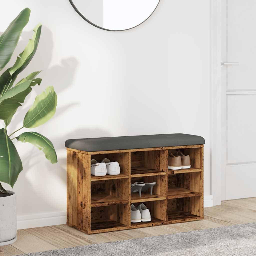 vidaXL Panca Porta Scarpe Legno Antico 82x32x50 cm Legno Multistrato, Panca portascarpe, Panca scarpiera, scarpiera, Panca, Panca portaoggetti