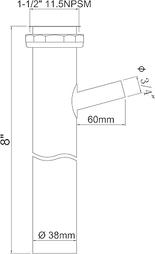 Miniatura 4 de ZM Latón 1-12 x 8 pulgadas conexión directa lavaplatos rama con salida de 34 pulgadas