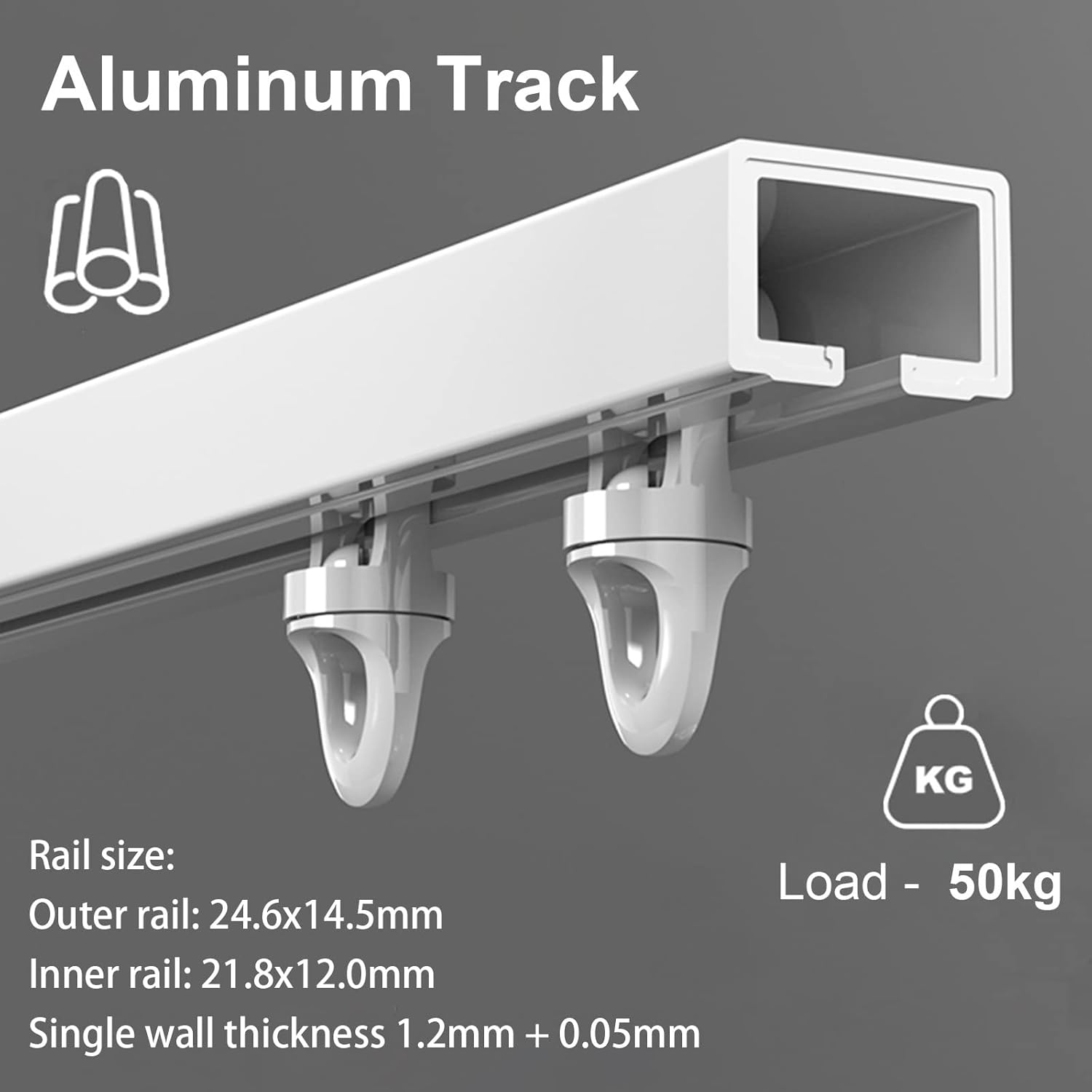 Room Divider Ceiling Track Hospital Metal White Ceiling Track for Heavy Curtains, Telescopic Room Divider Rail Rod for Living Room/Balcony/Cabinet, Load 50KG(1.6m-3m/5.2ft-9.8ft)
