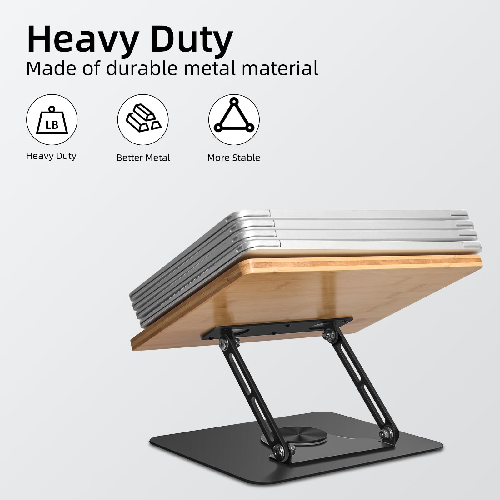 wishacc Supporto regolabile per laptop con base rotante a 360, supporto per computer portatile Ergonimic pieghevole per scrivania compatibile con MacBook Pro/Air fino a 16 pollici, legno di bambù (28