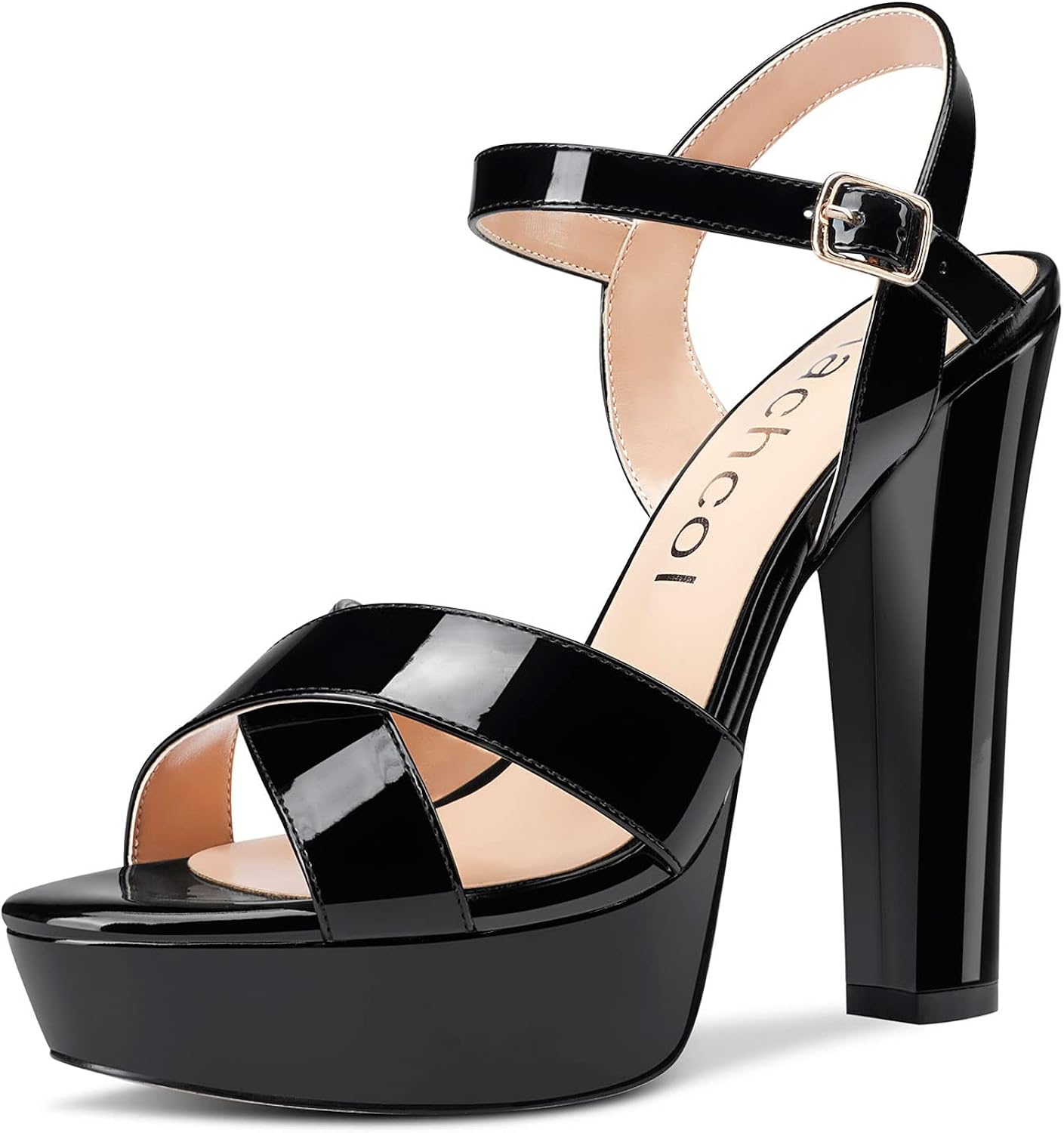 Aachcol Sandalias de plataforma con correa de tobillo para mujer, puntera abierta, tacón alto, tacón alto, para boda, fiesta, zapatos de vestir de 5