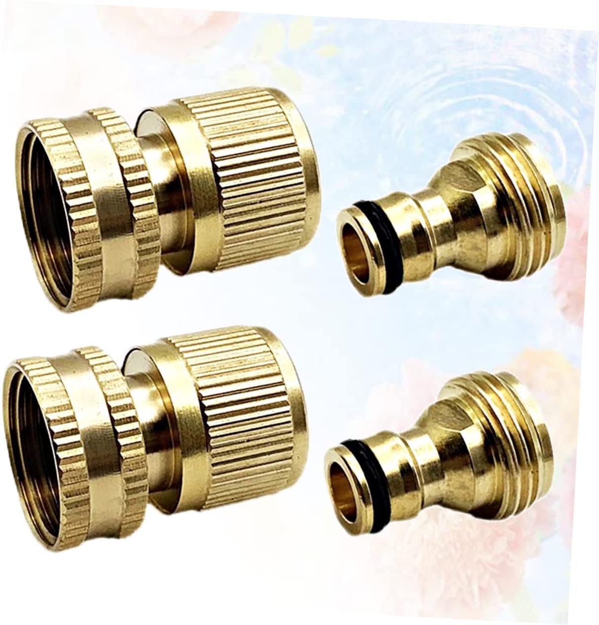 2 Set Raccordo per Tubo dell'Acqua Raccordo per Tubo Flessibile in Ottone Connettore Rapido 3/4 Pollici Connettore Rapido Tubo da Giardino Connettore Rapido Tubo da Giardino Raccordo per Tubo da Gia