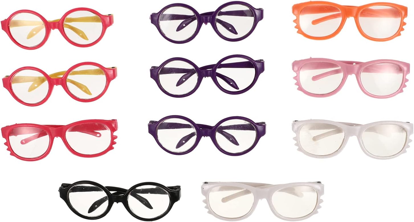 Kisangel 11Pcs Doll Glasses Plastic Doll Eyeglasses Miniature Doll