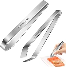 Grätenpinzette 2 Stück, Fischgrätenpinzette Schräge Spitze + Grätenzange für Fisch Mit Geradem Kopf, Rostfreier Edelstahl Qualität Fischpinzette Grätenzange für gräten, für Huhn Ente Schwein Haar