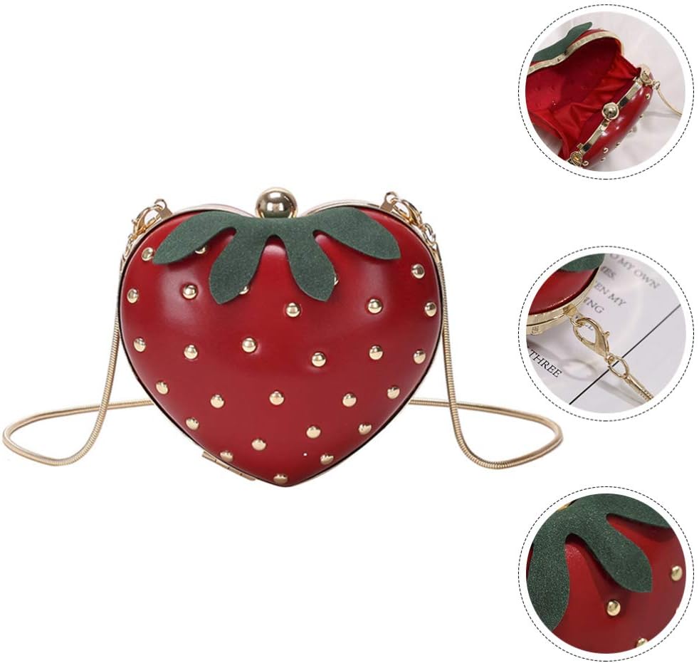 TENDYCOCO Strawberry Purse Crossbody Bag Leather Chain Purse Cute Fruit Shoulder Bag Accessories Kawaii for Lady Women - Image 10