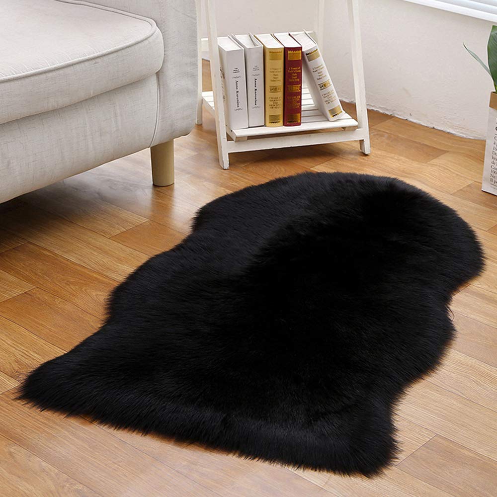 GueTTO Peau De Mouton Synthétique, Tapis en Peau De Mouton Synthétique,Cozy Sensation comme Véritable Laine Tapis en Fourrure Synthétique, Man Made Laine Tapis De Canapé Coussin,G,60x100cm