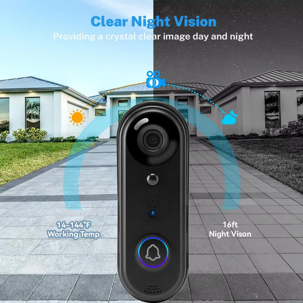 Timbre Visual Inteligente con Tonos de Llamada y videollamadas en Interiores Que ofrecen imágenes nítidas día y Noche. Luz Nocturna ABS.