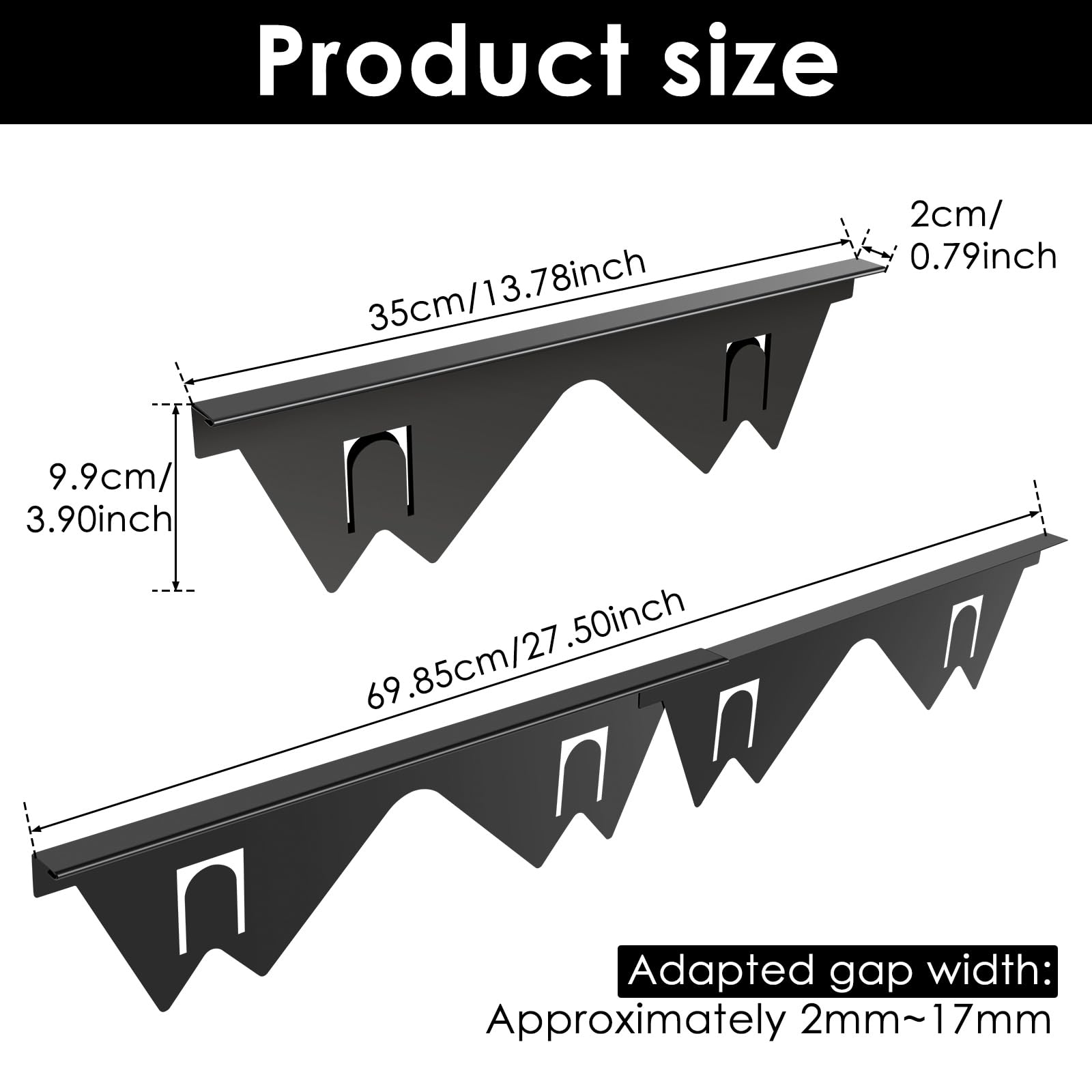 Lot de 2 couvre-joints rétractables en acier inoxydable pour cuisinière - Résistants à la chaleur - Réutilisables - Longueur 35 à 70 cm
