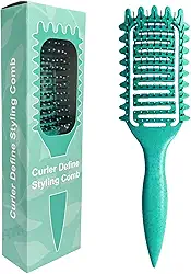Escova definidora de cachos, escova de cabelo encaracolado ventilada para modelar e definir cabelos cacheados para mulheres e homens (verde)