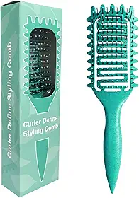 Escova definidora de cachos, escova de cabelo encaracolado ventilada para modelar e definir cabelos cacheados para mulheres e homens (verde)