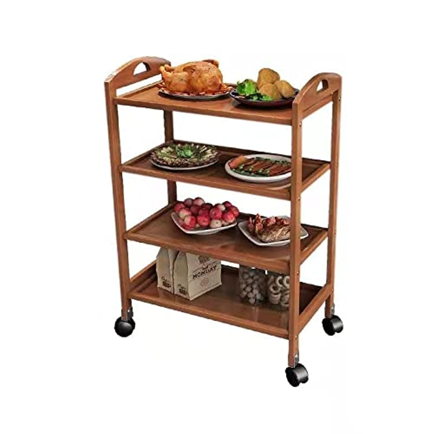 Buy Makeup Toy Kitchen Serving Trolley Rolling Storage Cart with Movable Wheels Wooden Trolley