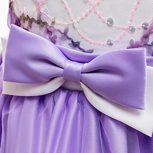 Robe de princesse élégante violette à paillettes filles - 5
