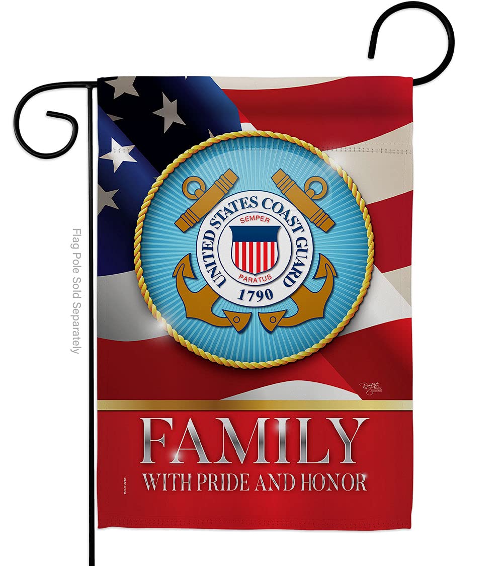 US Coast Guard Family Honor Garden Flag - Armed Forces USCG Semper Paratus United State American Military Veteran Retire Official - House Banner Small Yard Gift Double-Sided Made in USA 13 X 18.5