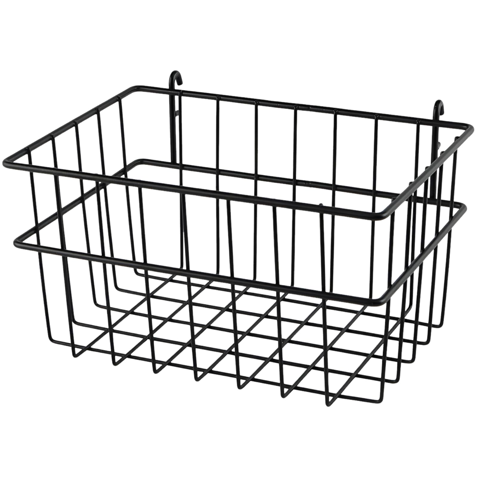 Metall-Hängekorb für Pegboard, 0,5 Zoll/1,27 cm Hakenabstand, offener Drahtkorb, 26 x 17,8 x 14,2 cm, Carbonstahl, wandmontiert, Aufbewahrungskorb für Küche, Bad, Garage und Werkstatt, schwarz