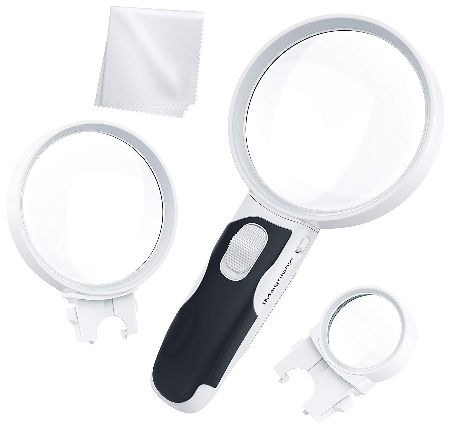 Juego de lupa portátil con lupa iluminada por LED. Lupa con Luces para Personas Mayores, Degeneración Macular, Mapas, Joyas, Monedas, Reparación de Computadoras de Relojes, Pasatiempos, Sellos