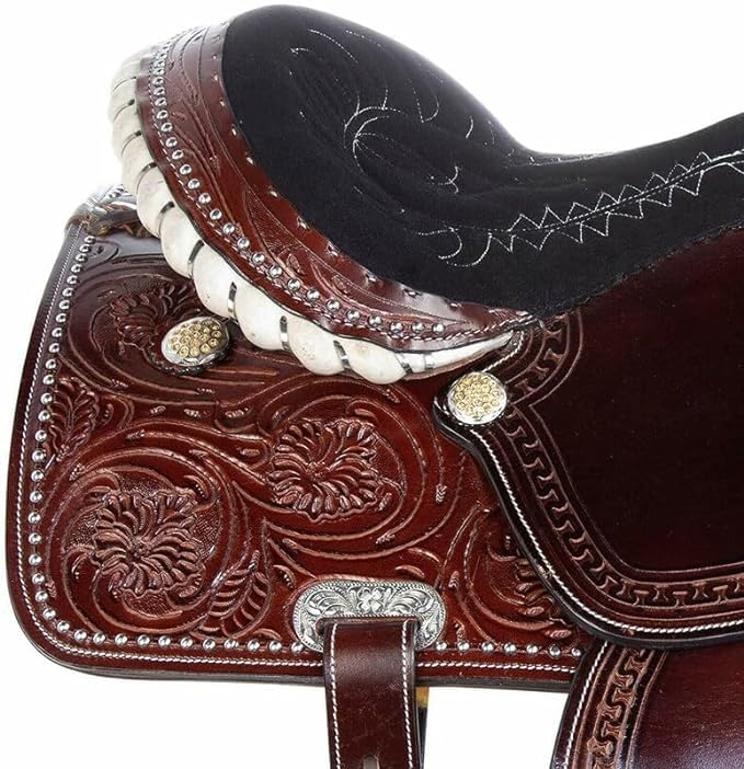 Wonder Wish Selle de cheval Western Barrel Racing Rodéo Cristal Argent clouté de qualité supérieure Ensemble de selle TACK