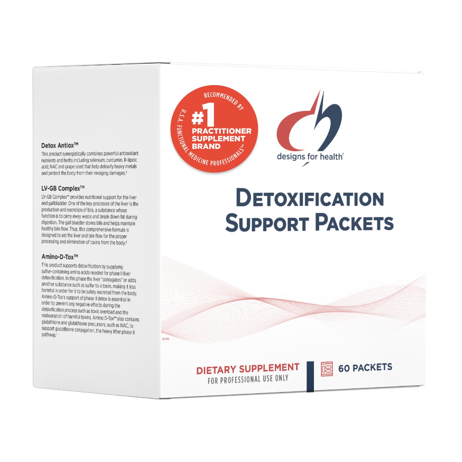 Designs for Health Detoxification Support Packets - 3-Part Easy Full Body Detox, Liver Cleanse Support Kit - Detoxify with Nutrients, Calcium D-Glucarate, Milk Thistle + More (60 Packets)