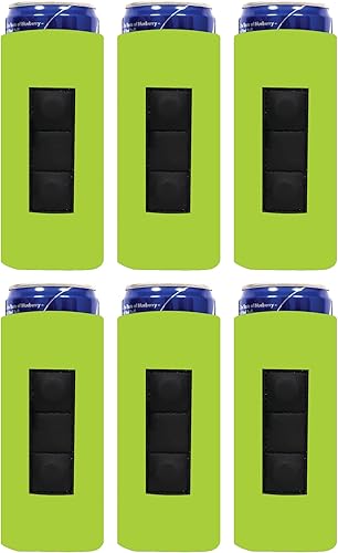 Miniatura 9 de Funda magnética delgada para enfriar latas, imán de cervezaenergía, 12 onzas, tamaño delgado, neopreno, 0.157in de grosor (2, azul marino)