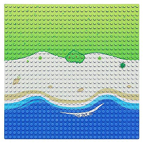 Feleph Classic Blue Baseplate for City Beach Road, Ocean Island Street Water Base Plate 10 x 10 Inches, Pirates Sea Toy Kit for Building Bricks Compatible with All Major Brands (Straight 1PC)