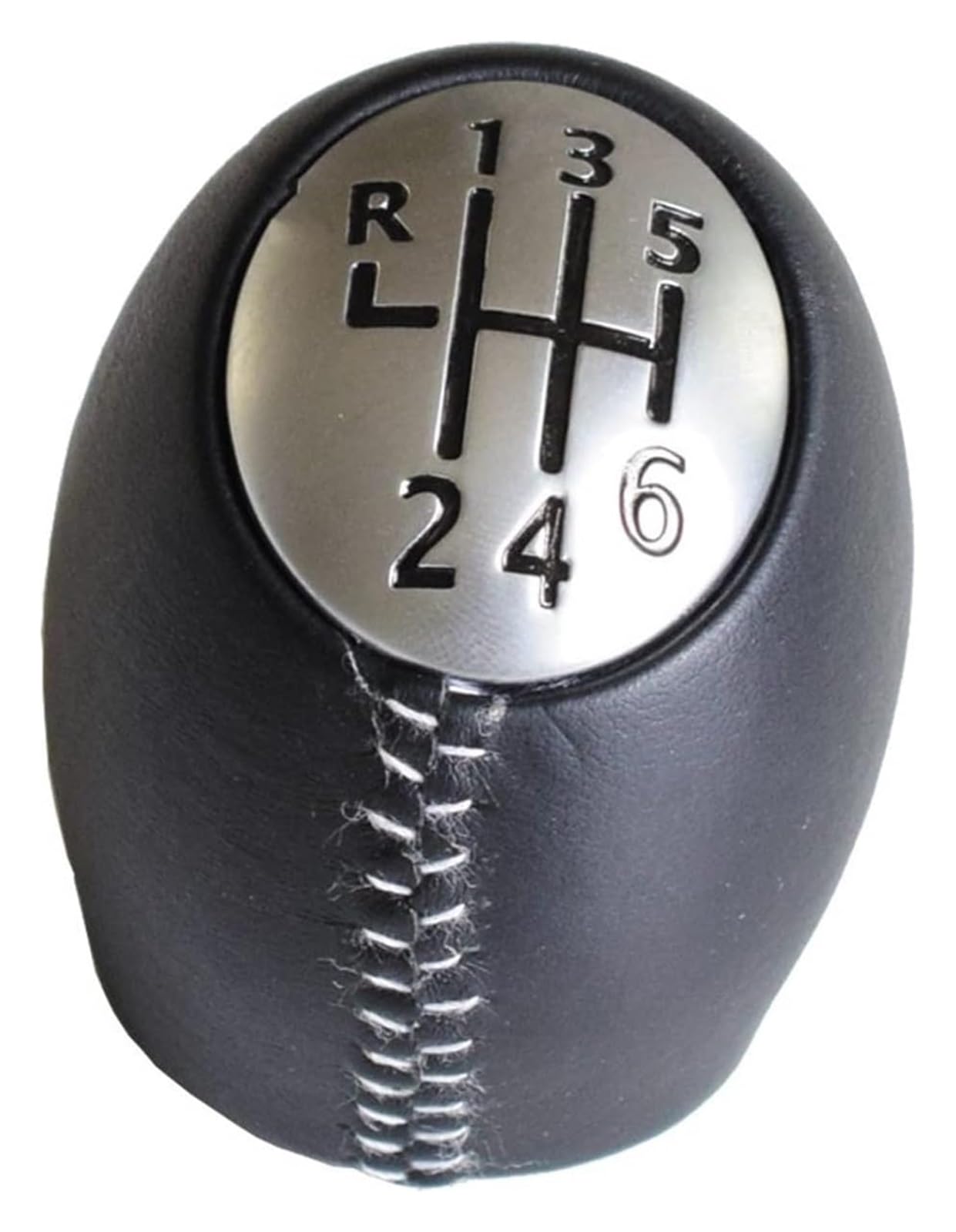 UTONGMU Manual Gear Shift Knob for Nissan for INTERSTAR 6 Speed ABS Plastic ShifterLeather Chrome Gear Knob HeadBall(Ms-White-Leather)