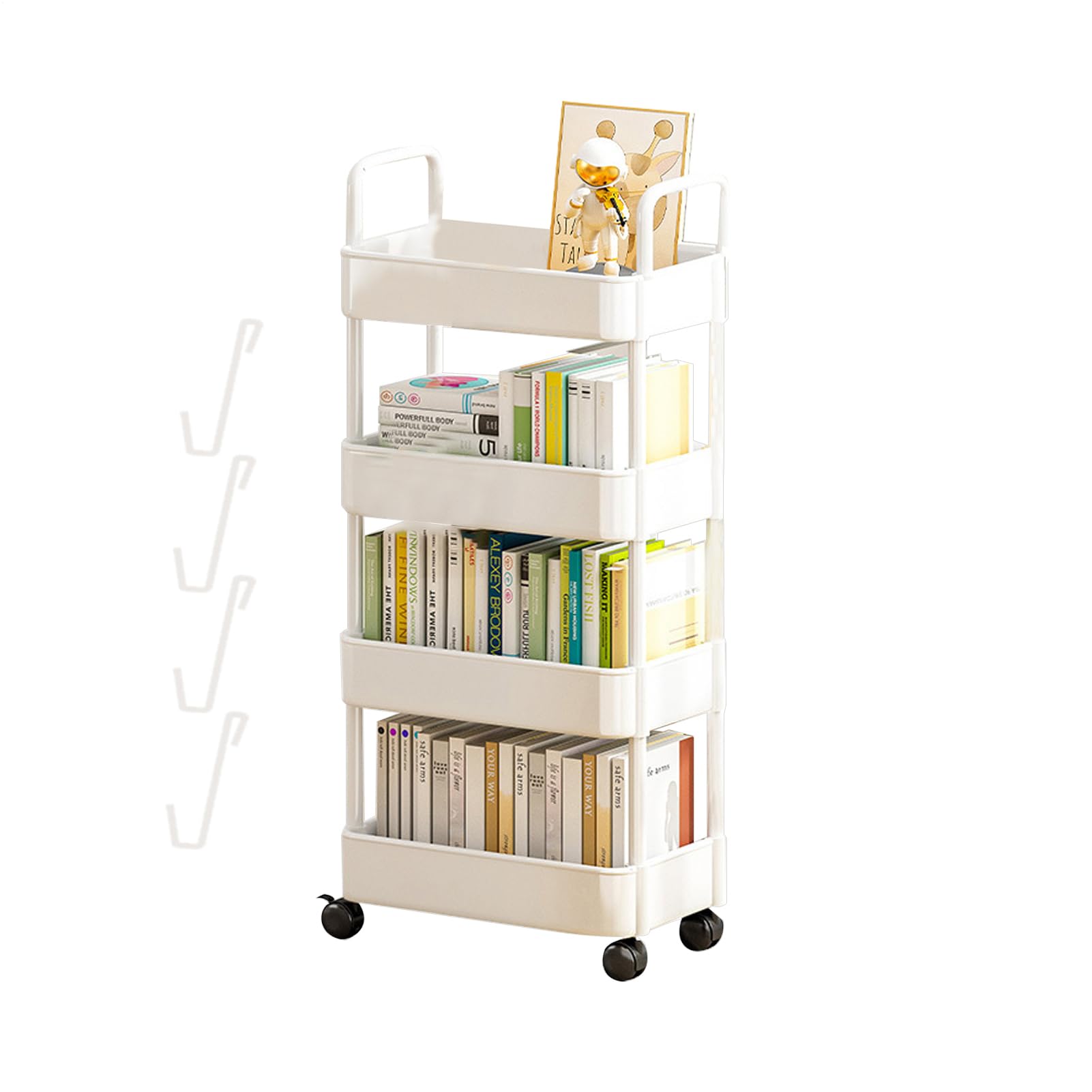 Carrello di rotolamento 'organizzatore di utility - Scaffale di stoccaggio | mobile, snack a più livello | 3 Porta laminatoio da 4 con ganci a ruote per la configurazione delle forniture per