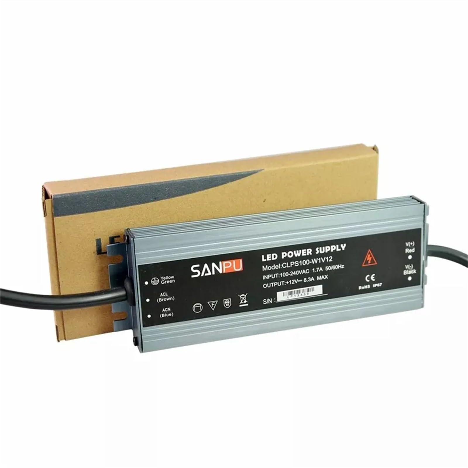 Alimentatore LED impermeabile IP67 CA 110 V 220 V a DC12V DC24V Driver LED Trasformatore di luce LED ultra sottile impermeabile(100W,DC 12V)