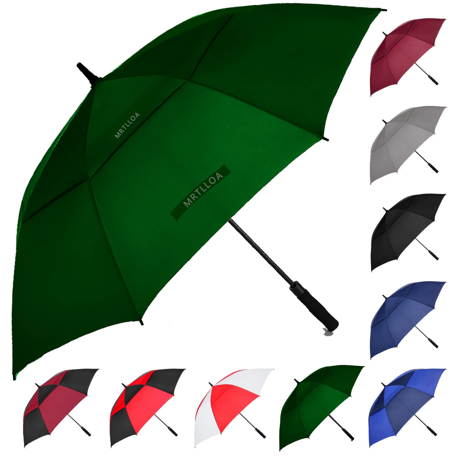 MRTLLOA 54/62/68/72 Inch Automatic Open Golf Umbrella, Extra Large Oversize Double Canopy Vented Windproof Waterproof Stick Umbrellas for Rain