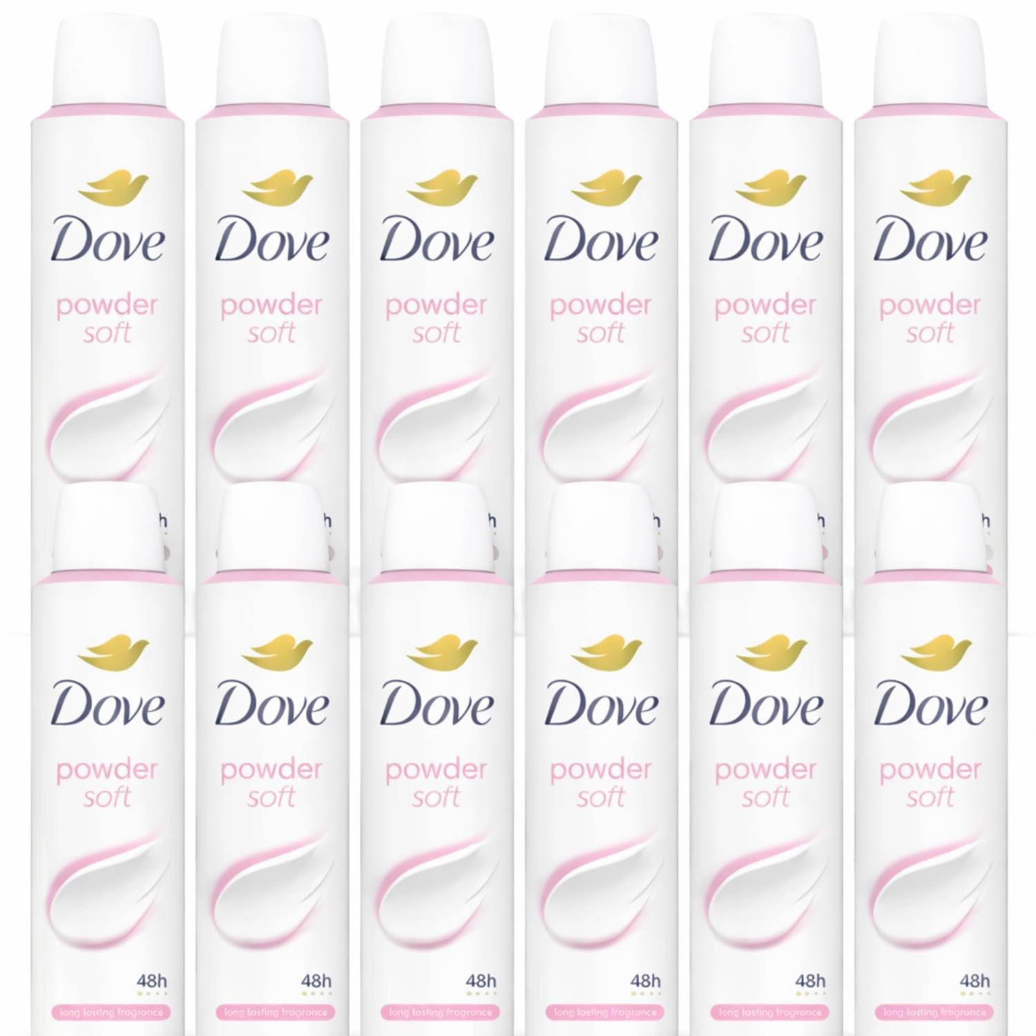 Dove Powder Soft Deospray für Damen, Talkatduft, Anti-Transpirant 48H, ohne Alkohol, 150 ml (12)