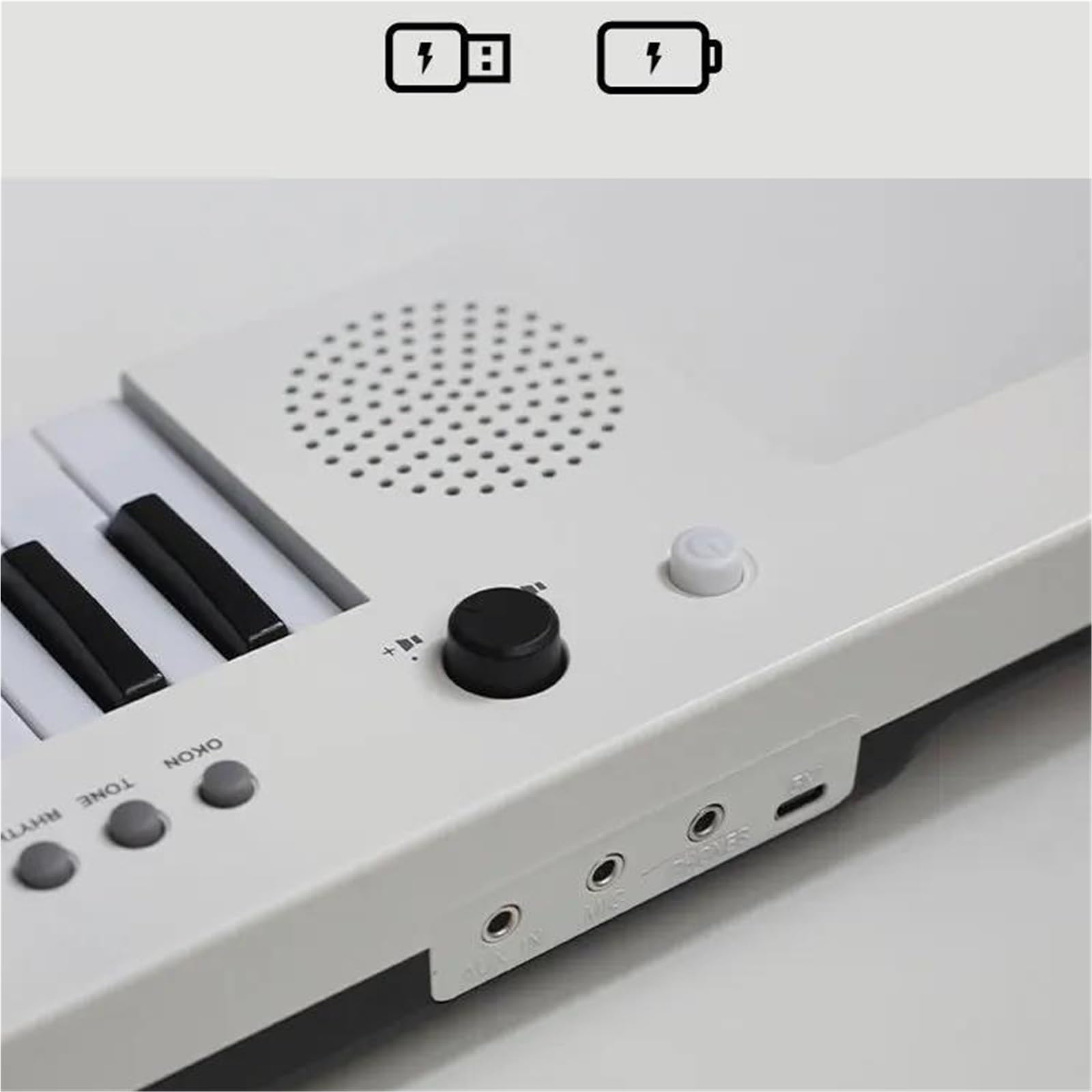 Gitara Elektroniczna Z 37 Klawiszami Akumulatorowa Mini Klawiatura Z Mikrofonem I Paskiem Na Ramię(White)