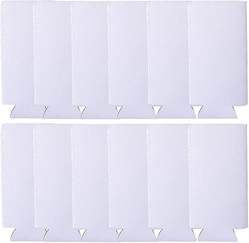 Blank Slim - Enfriadores de latas (paquete de 12) de neopreno, fundas aislantes plegables para latas para seltzer de garras blancas y cerveza