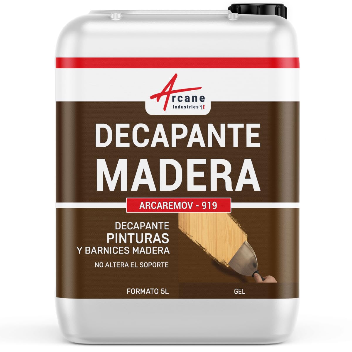 Detergente decapante, Decapante para barnices y esmaltes sobre madera - 5 L - ARCANE INDUSTRIES | Decapar Pinturas, barnizados, barnizados y vitrificadores sobre madera, gel incoloro, sin enjuague - Arcane Industries