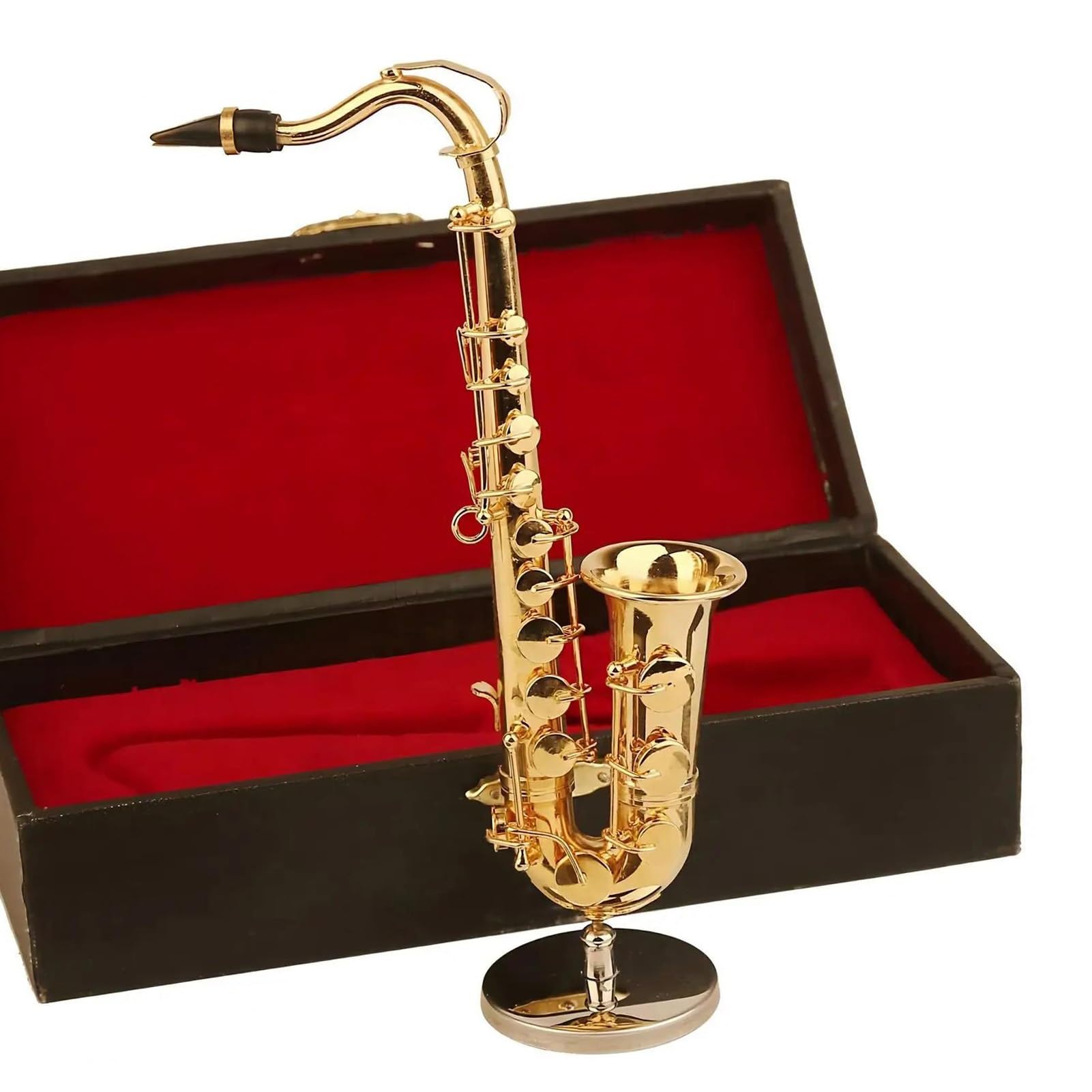 Ozdoby na instrumenty muzyczne Miniaturowy model saksofonu kolekcjonerski instrument muzyczny z podstawką