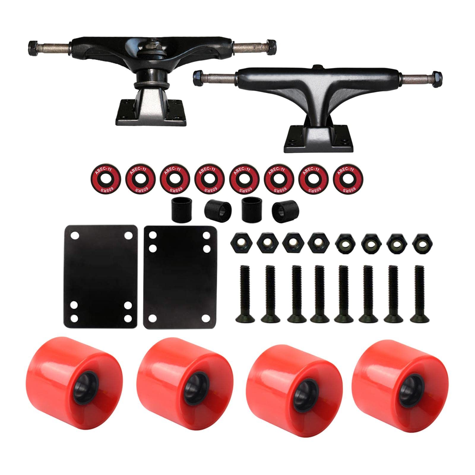 17 Pièces Roulements Roue Skateboard Trucks Pièces Montage Ensemble Robuste en Alliage Aluminium Adapté Aux Étudiants Planche Mini Longboard Surf