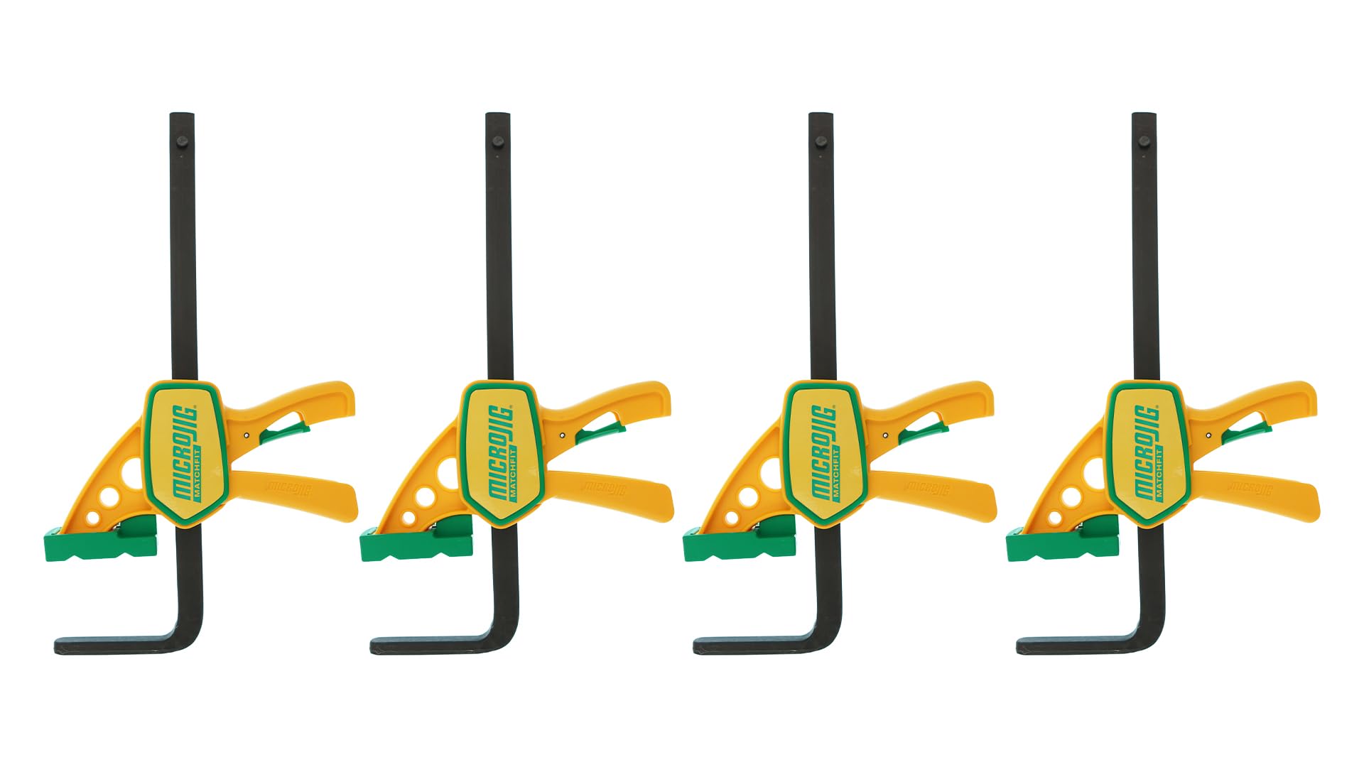 MICROJIG Matchfit Grr-rip Clamp (4-Pack), Dovetail Track Clamps, Squeeze Action Dovetail Clamps for Jigs, Sleds, Workbenches, DVC-625QCK2X4, Yellow