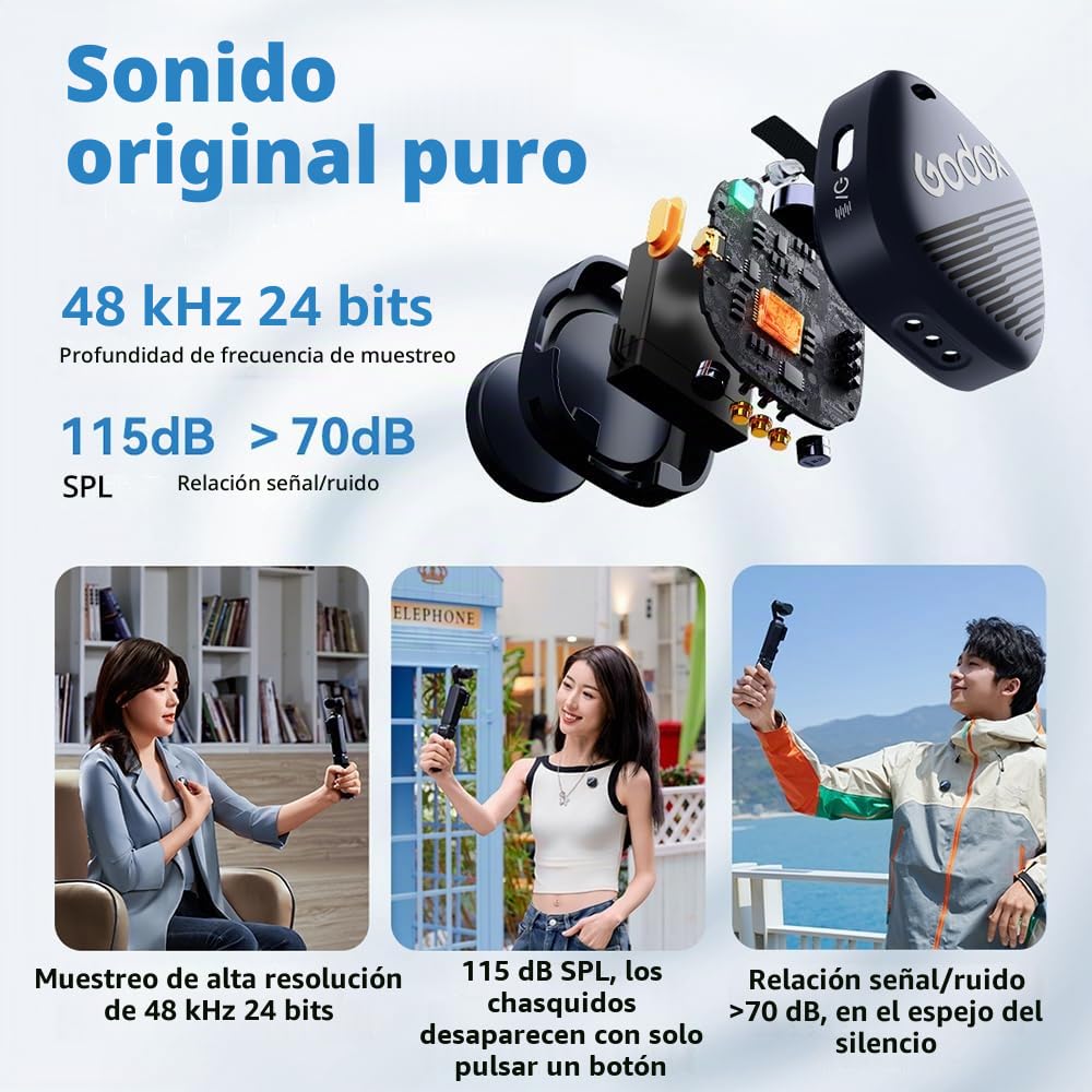 GODOX Cube-OP3 Wireless Lavalier Microphone for dji Osmo Pocket 3,Noise Cancellation, 10H Battery Life,Mini Wireless Mic for Camera/iPhone/Android, Vlog,Live Streaming