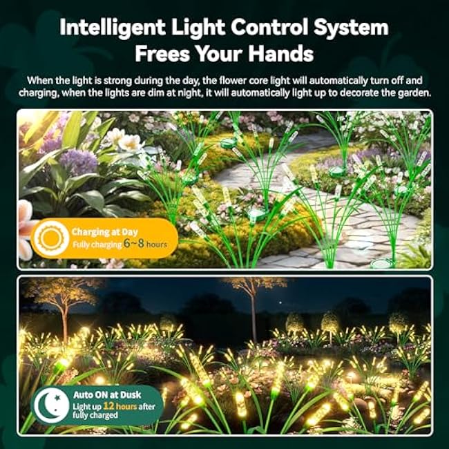 Solar Garden Lights 2 Pack, 16LED Swaying Solar Lights for Mother's Day, 30 Inches Waterproof Yard Light for Pathway Yard Outdoor Garden Decor, Gardening Gifts, Warm White