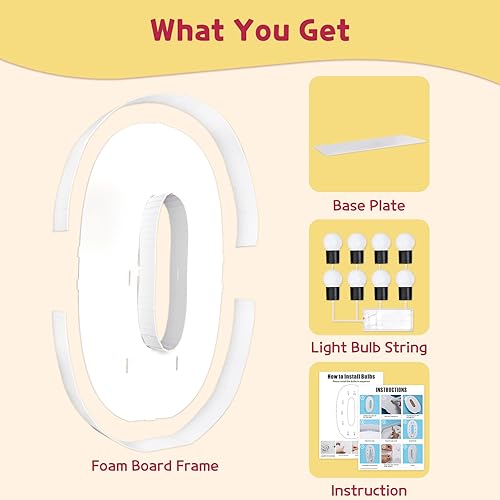 Miniatura 7 de Imprsv Números de marquesina iluminados de 3 pies para decoraciones de fiesta de cumpleaños 50, números de mosaico para globos, marco de globos de