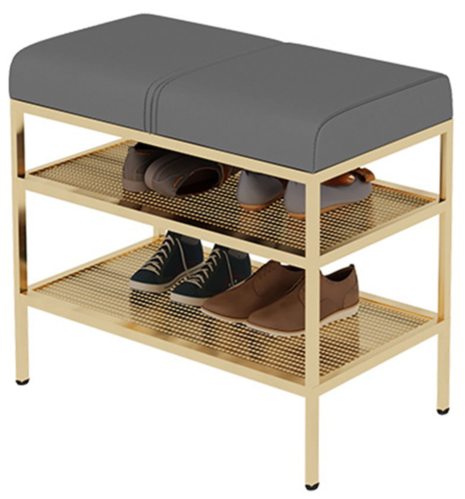 MSHGSKU 2 Tier Hallway Bench Shoe Rack with Padded Seat Cushion Free Standing Shoe Storage Stool for Living Room Bedroom & Entryway nization