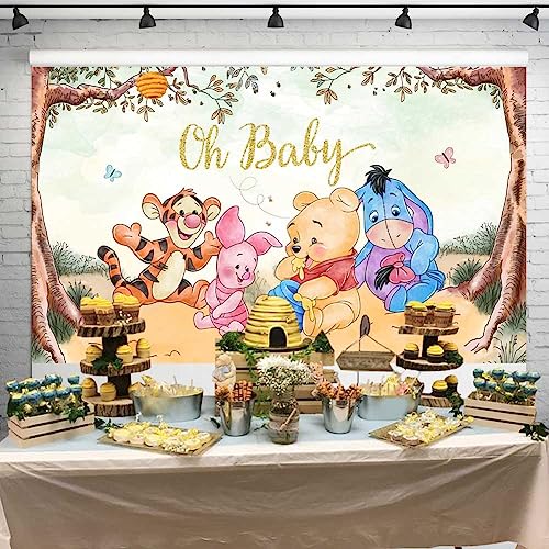 Fondo Vintage Pooh Bear para Baby Shower 5x3 ft miniatura 2