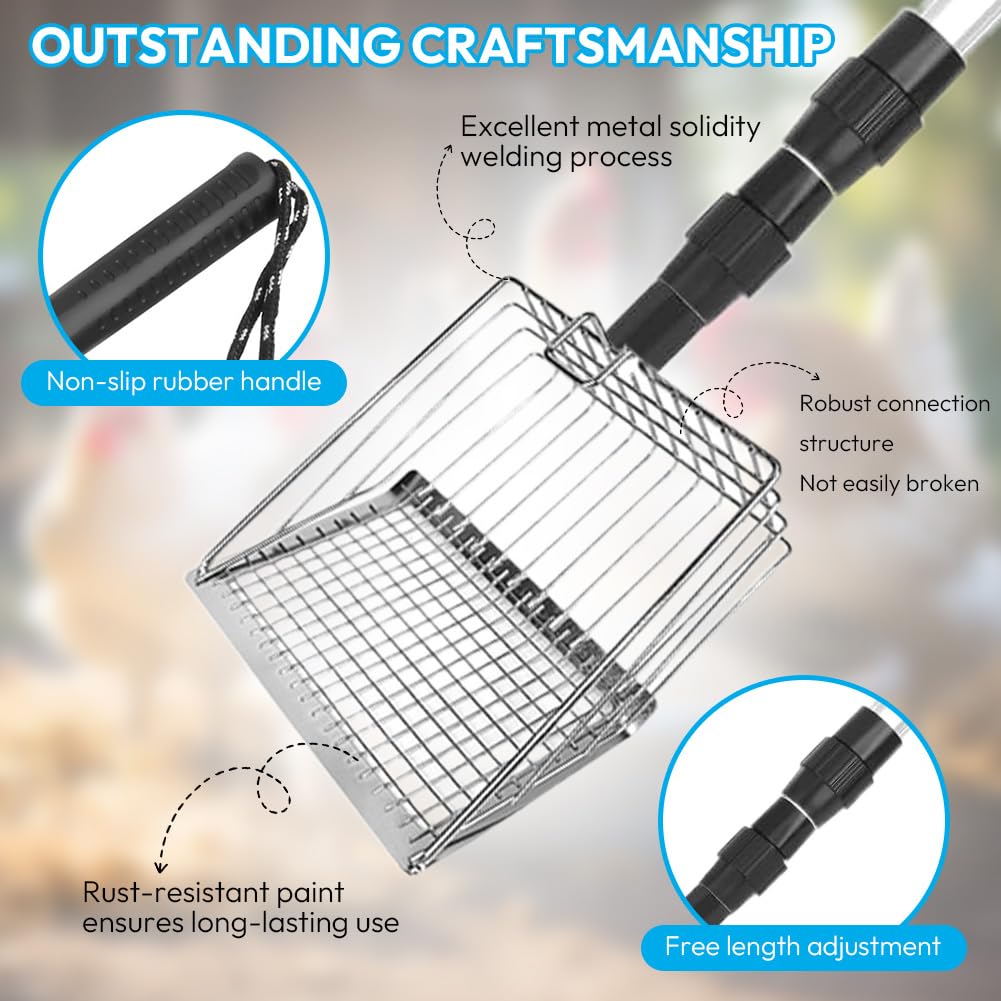 1 stuks kippenhok accessoires, verstelbare kippenschep, uittrekbare kattenbakschep, metalen poepschep van metaal, lichtgewicht, veelzijdige metalen poepschep met lange handgreep voor kippenhok 1 stuks kippenhok accessoires, verstelbare kippenschep, uittrekbare kattenbakschep, metalen poepschep van metaal, lichtgewicht, veelzijdige metalen poepschep met lange handgreep voor kippenhok
